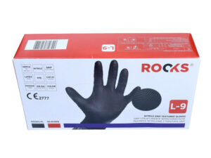 ROOKS L GRIP STRONG nitrile gloves, black, 50 pieces
